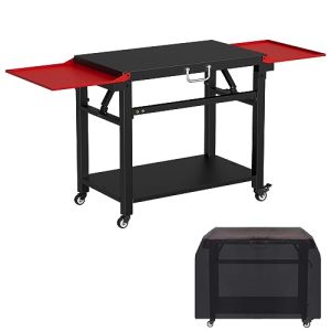 Upgrade Foldable Grill Cart Table: Movable Stand