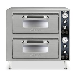 Silver Double-Deck Pizza Oven: Bake Two Delicious Pizzas Simultaneously