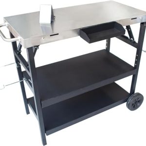 3-Tier Foldable Grill Cart for Outdoor Cooking