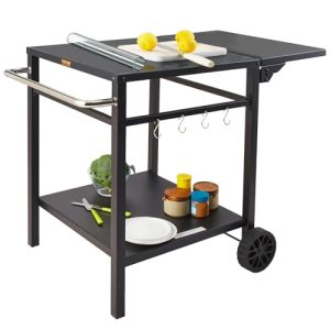 Pizza Dining Cart with Foldable Side Table