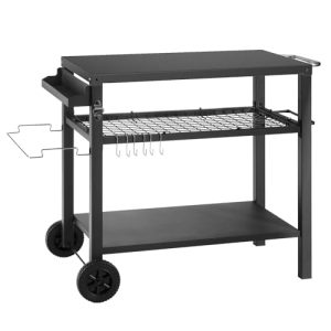 Outdoor Dining Cart with Ample Storage, Movable Pizza Oven Stand