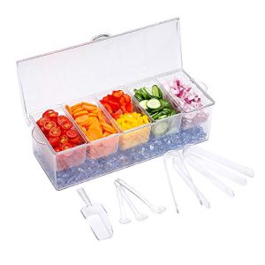 Chilled Condiment Server Tray with Ice Compartment