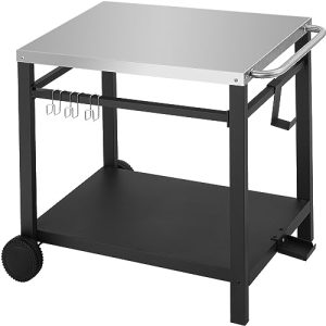 Stainless Steel Dining Cart with Dual-Shelf Design