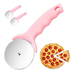 Steel Pink Pizza Cutter Set – Super Sharp Blade, Non-Slip Handle, 2 Pack