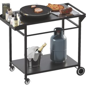 Portable Outdoor Grill Cart Table with 4 Wheels