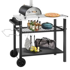 Outdoor Pizza Cart Table with Three Shelves