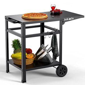 Portable Outdoor Grill Cart with Double-Shelf Design for Easy Movement