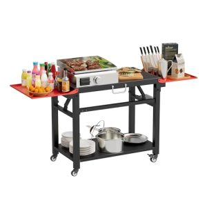 Foldable Outdoor Pizza Prep Cart: Portable BBQ Table for Griddles & Ovens