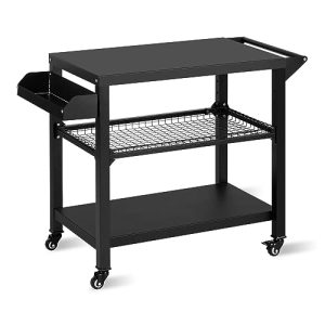 Steel Outdoor Grill Cart with Adjustable Shelves