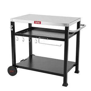 3-Shelf Movable Food Prep and Pizza Oven Table