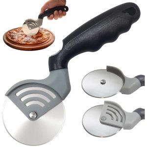 Safeguarded Stainless Steel Pizza Cutter: Slice Safely