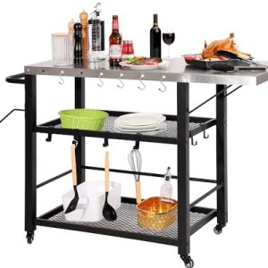 Stainless Steel Outdoor Grill Cart with Adjustable