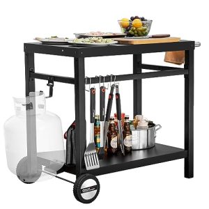 Pizza Cart Table: Stainless Steel, Double-Shelf