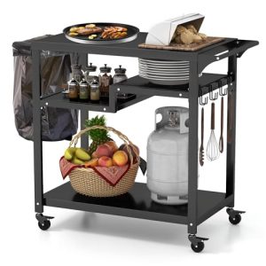 Outdoor Grill Cart - Portable Pizza Oven Stand