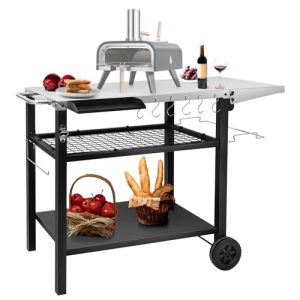 Stainless Steel Outdoor Grill Cart Table | Three-Shelf