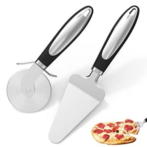 Slice with Precision: 2PCS Stainless Steel Pizza Cutter and Pie Server Set