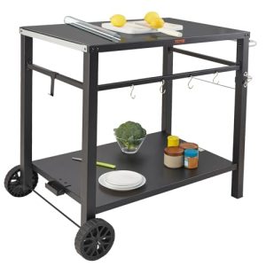 Outdoor Grill Cart with Double-Shelf: Portable BBQ