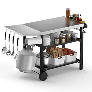 Stainless Steel BBQ Grill Cart: Sturdy Three-Shelf