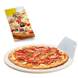 13 Inch Pizza Stone with Multifunction Scraper
