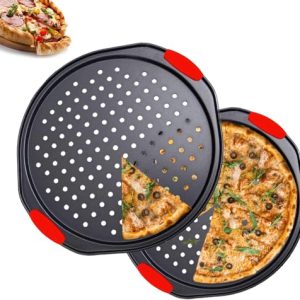 Heating Pizza Pan Set: 14-Inch Carbon Steel Baking