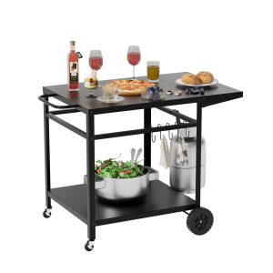 Stainless Steel Outdoor Grill Cart Table with Wheels