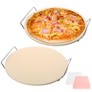 12 Inch Pizza Stone Set for Oven and Grill with Rack
