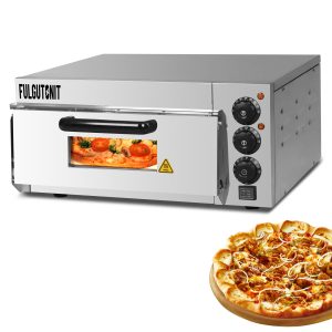 Stainless Steel Electric Pizza Oven Countertop – Commercial Grade Pizza Maker for Home Baking, 16″ Capacity