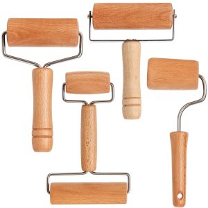 4 Pack Wood Pastry Pizza Roller Set - Non Stick