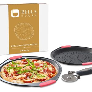 Bella Cooks 12" Pizza Pan Set with Holes - Non-Stick