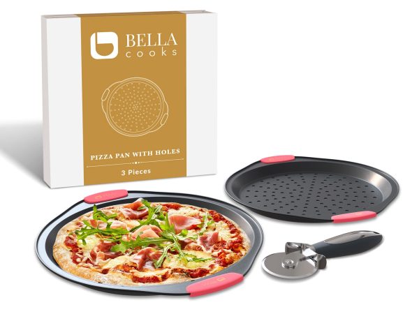 Bella Cooks 12" Pizza Pan Set with Holes - Non-Stick