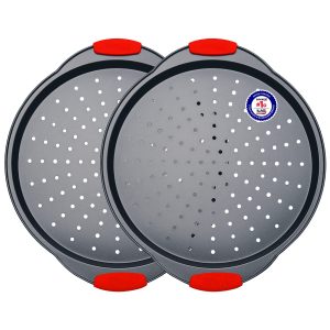Crispy Crust Deluxe: 2-Pack Round Pizza Tray Set