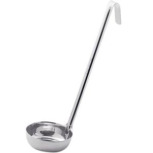 Stainless Steel Soup Ladle with Hooked Handle - Durable Metal Ladle for Serving Soups and Sauces
