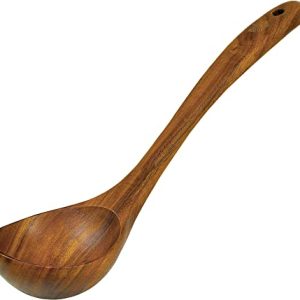 Premium Teak Wooden Ladle for Cooking - Lifelong Quality, Eco-Friendly Soup Spoon
