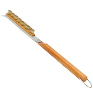 Copper Wire Pizza Stone Brush with Scraper - Durable