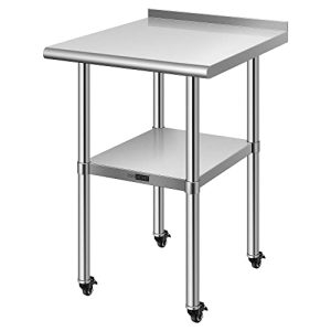 Stainless Steel Work Table with Wheels and Backsplash