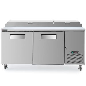 70" 2 Door Refrigerated Pizza Prep Table with Full Length