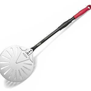 Professional 9" Perforated Aluminum Pizza Peel - Lightweight Non-Stick Pizza Turner