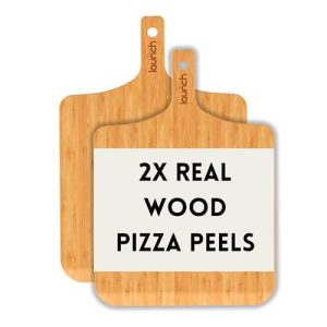 Bamboo Pizza Peel Set of 2 - Real Wood Pizza Paddles