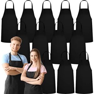 12 Pack Bib Apron Set - Professional Black Aprons