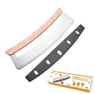 Pizza Cutter Rocker 14 Inch with Wooden Handle - Easy Cutting for Any Pizza Size
