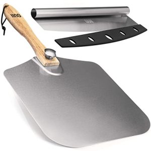Aluminum Pizza Peel & Cutter Set - 12 x 14 inch Metal