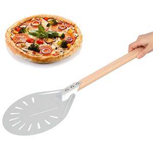 Round Perforated Pizza Peel with Detachable Long Handle - Easy Transfer Pizza Paddle
