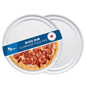 Restaurant-Grade Wide-Rim Pizza Pan, 12 Inch, 2 Pack, Rust-Free Aluminum
