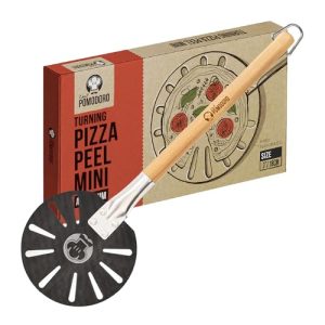 7-Inch Aluminum Pizza Turning Peel with Wood Handle - Easy Rotating Pizza Paddle for Perfect Homemade Pizza