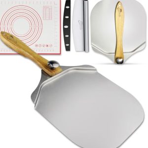 12-Inch Aluminum Pizza Peel with Foldable Wooden