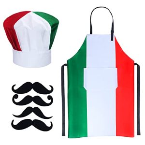 Italian Flag Chef Hat and Apron Set - Complete Pizza Chef Costume