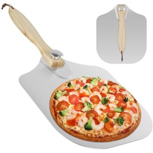 Foldable Wooden Handle Aluminum Pizza Peel - Easy Pizza Removal and Handling