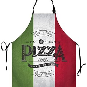 Waterproof Italian Flag Apron with 2 Pockets for Cooking and Grill