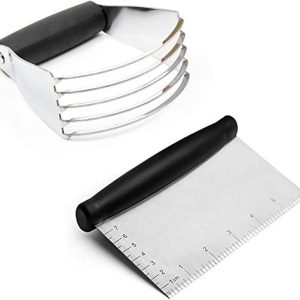 Chef Pomodoro Baking Essentials Prep Bundle - Precision Bench Scraper and Dough Blender Set