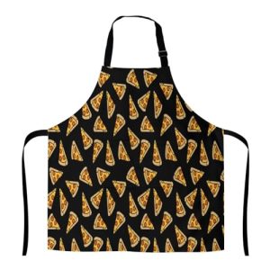 Black Pizza Pattern Kitchen Bib Apron - Adjustable